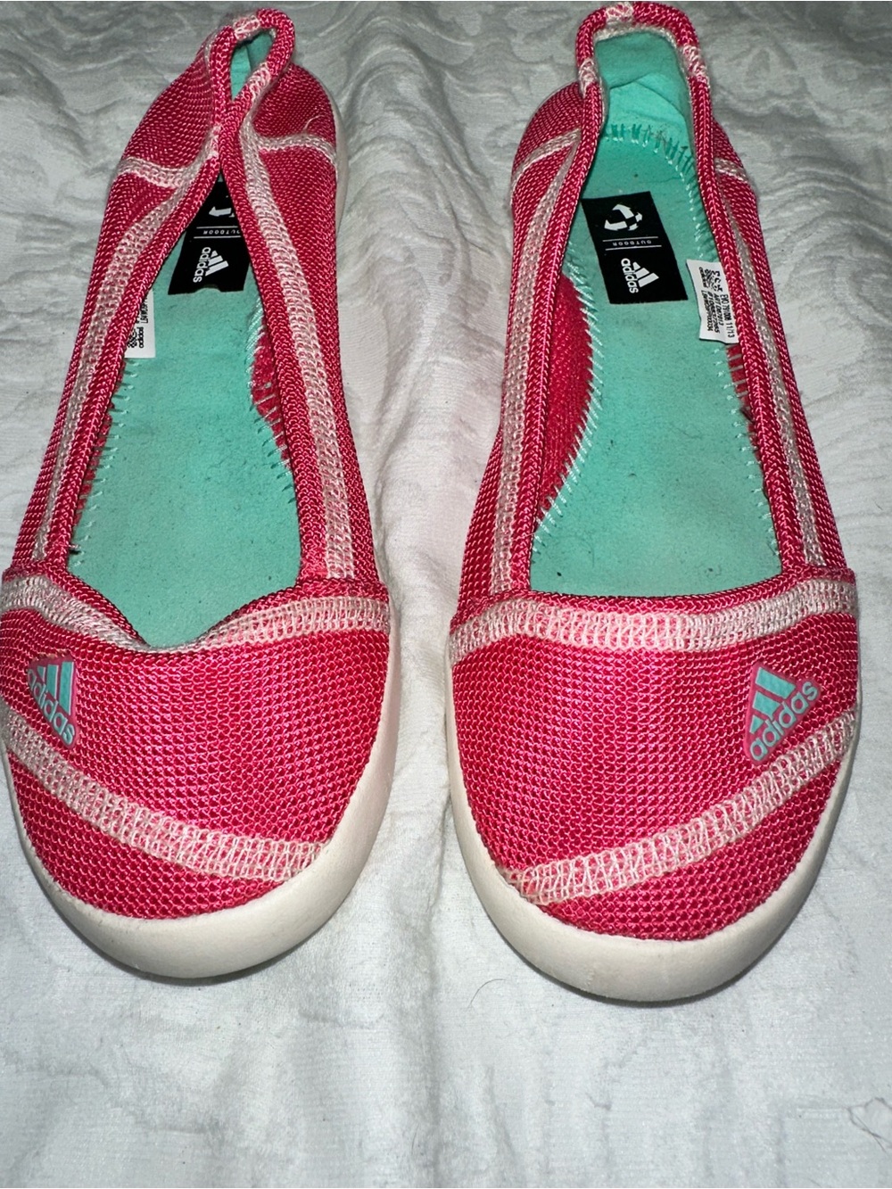 adidas Women’s Pink Slip-On Outdoor Boat/Deck Shoes with Mint Insole